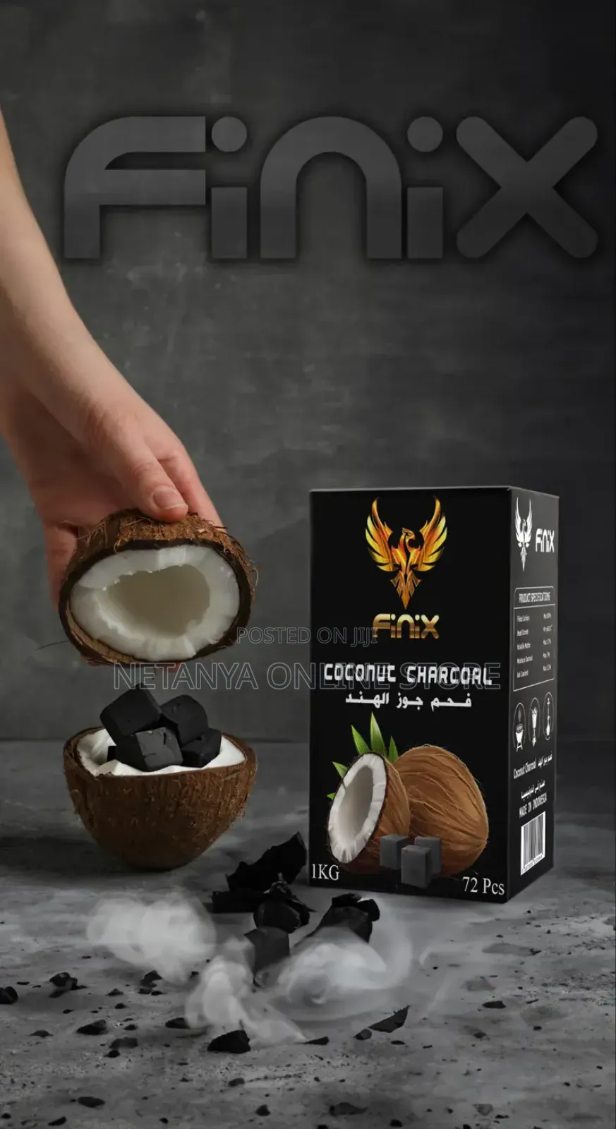 Finix Coconut Quality Shisha Charcoal 72pcs