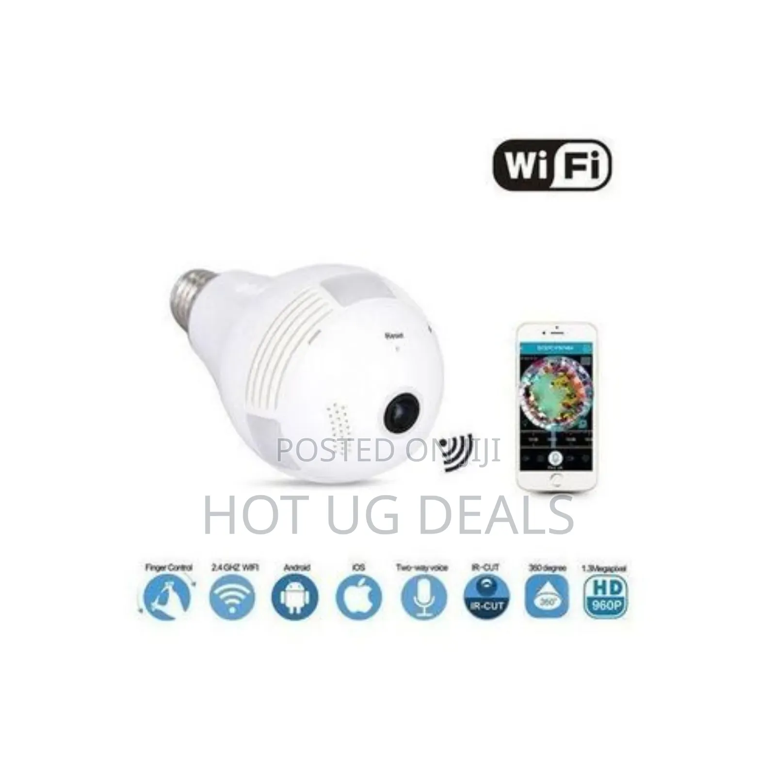 Smart Wireless 360 Degree Lens Spy Security Camera Bulb - White