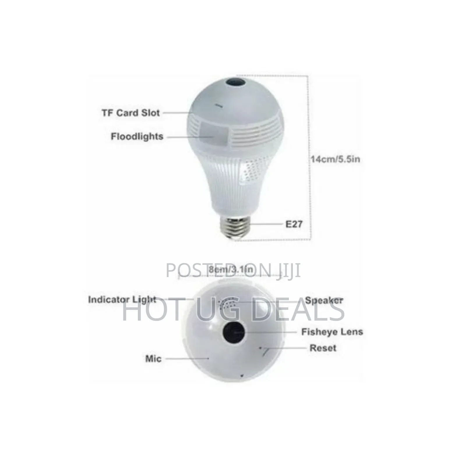 Smart Wireless 360 Degree Lens Spy Security Camera Bulb - White