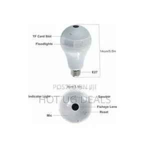Smart Wireless 360 Degree Lens Spy Security Camera Bulb - White