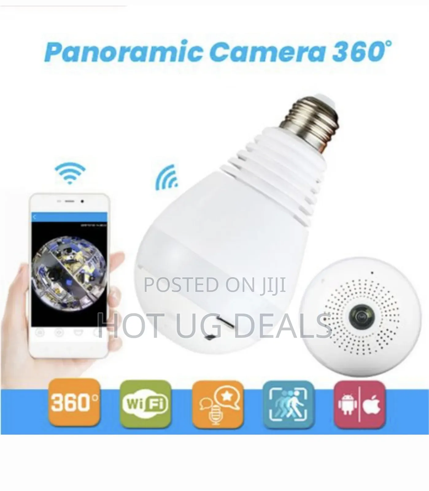 Smart Wireless 360 Degree Lens Spy Security Camera Bulb - White