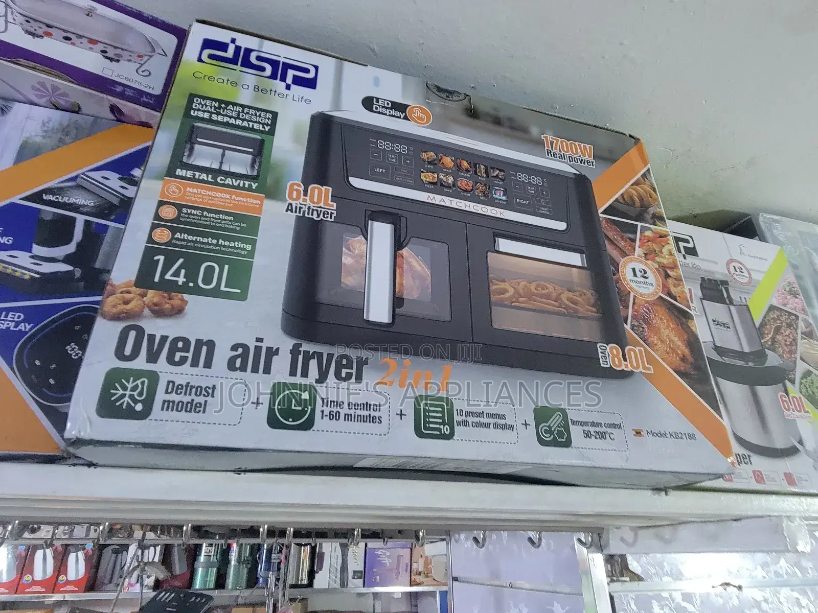 DSP 2in1 Electric Oven and Airfryer Defrost Model 8l