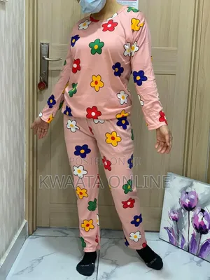 Women's Casual Lapel Button Print Long Sleeved Pajama Pants