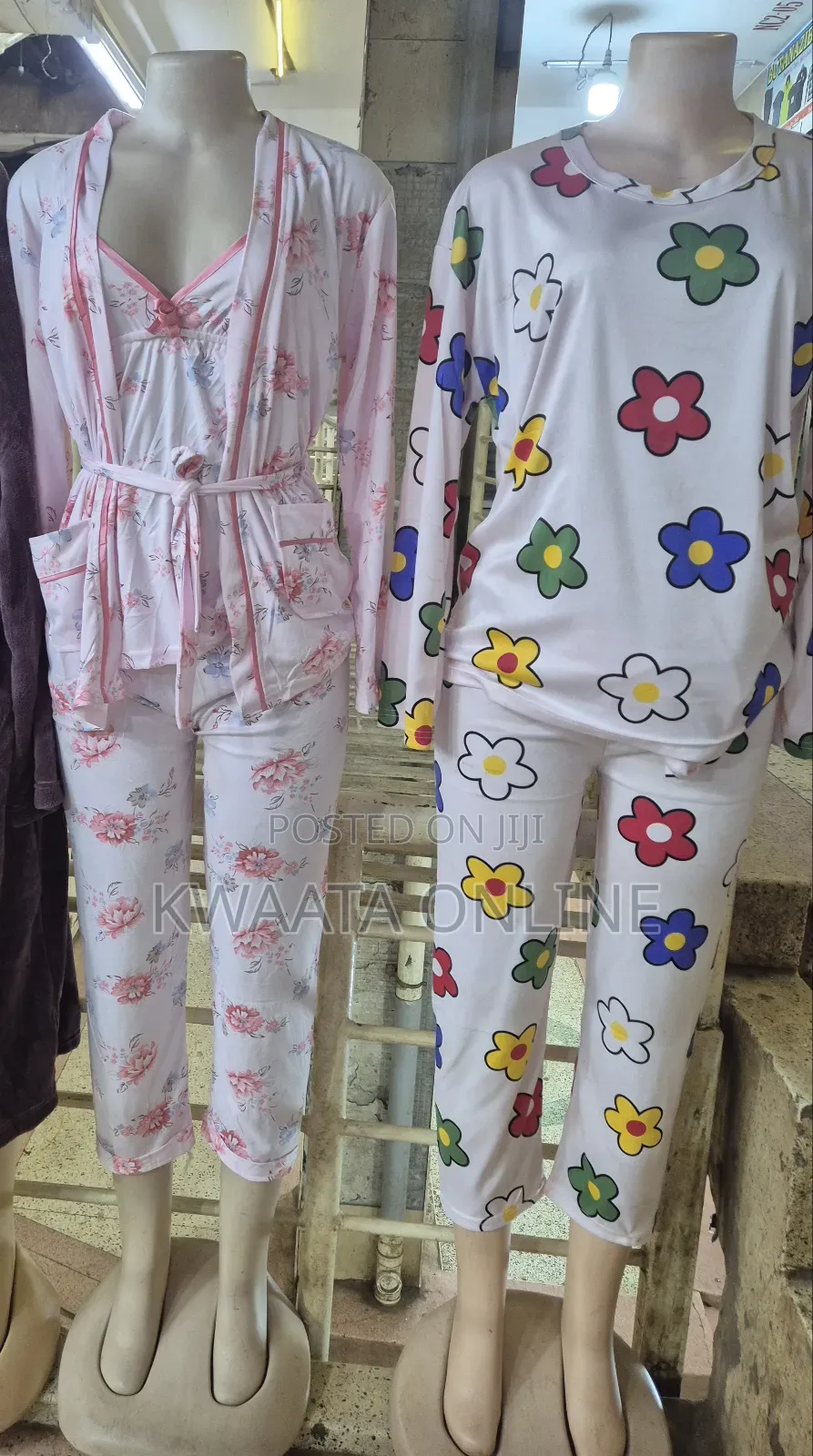 Women's Casual Lapel Button Print Long Sleeved Pajama Pants