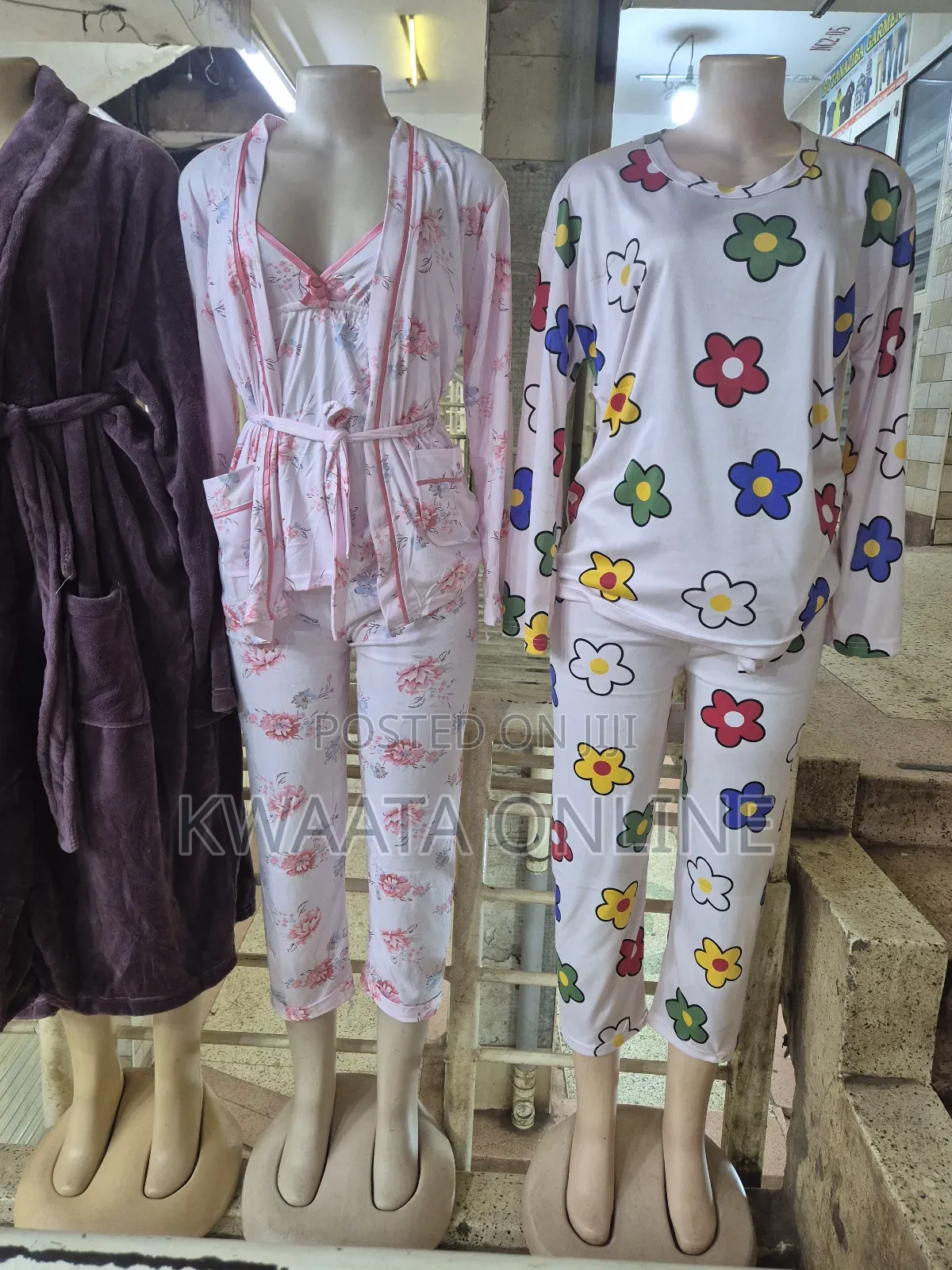 Women's Casual Lapel Button Print Long Sleeved Pajama Pants
