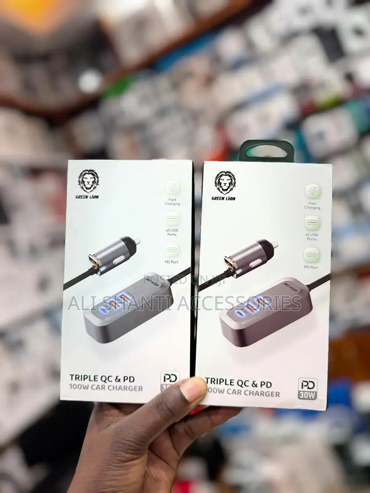 Green Lion Triple Qc Pd 100w Car Charger