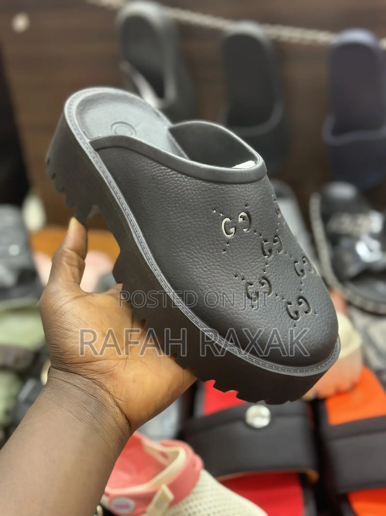 Original Black Gucci Dapadans Big Sole Rubber Sandals