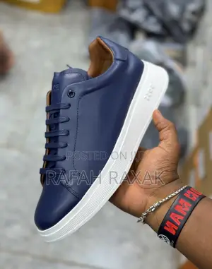 Original Blue Hugo Boss Smart Casual Leather Sneakers
