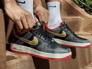 Nike Air Force 1 ‘07 “Spades” Black Metallic Gold Sneakers