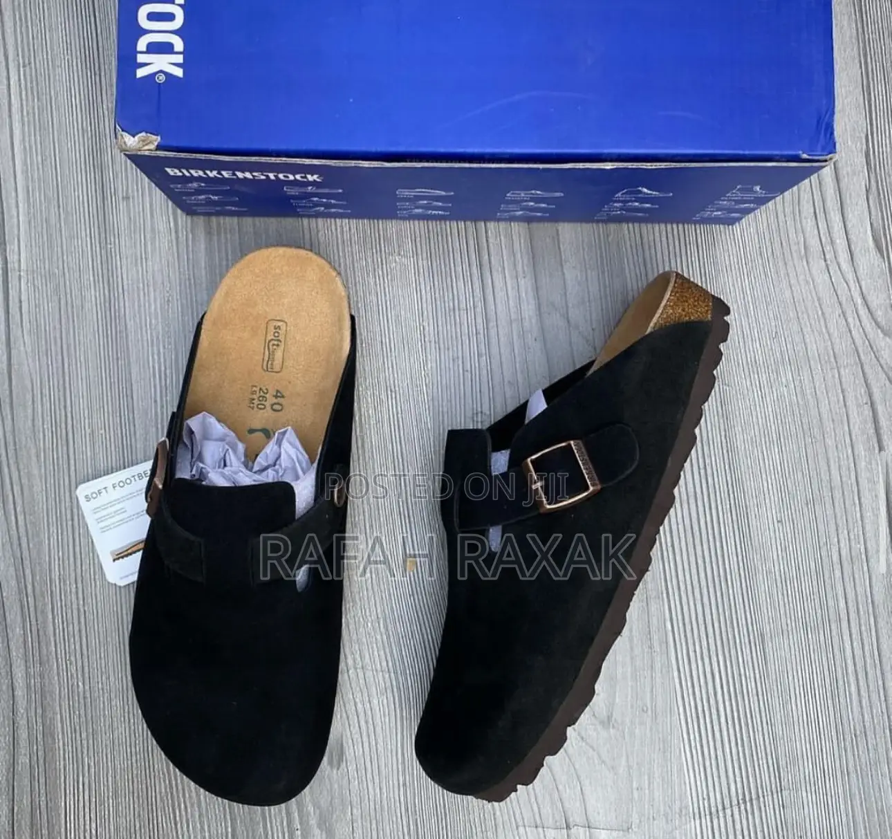 Original Black Suede Birkenstocks Boston Clog Sandals