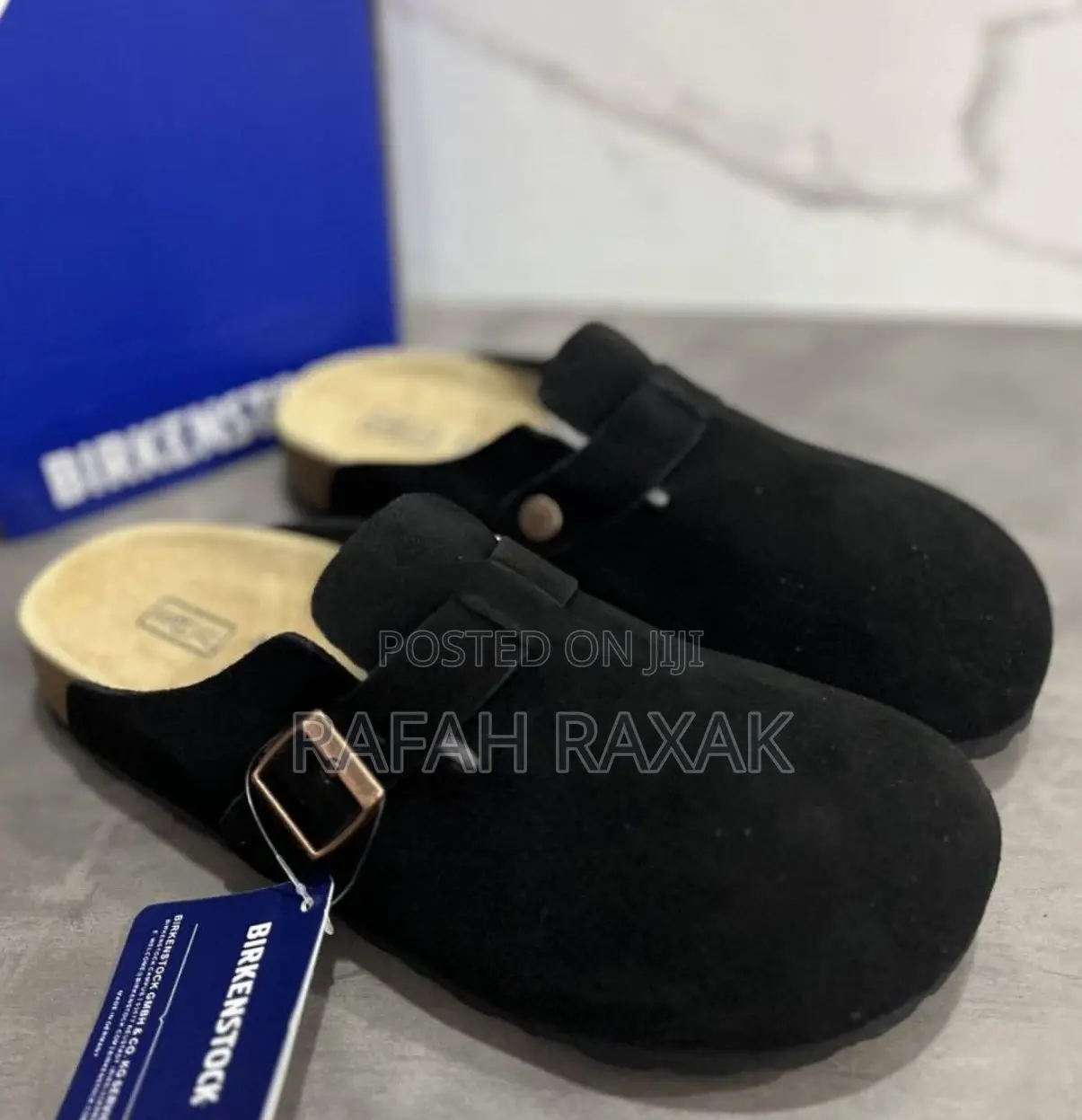 New Super Classic Black Suede Clog Birkenstock Boston Sandals