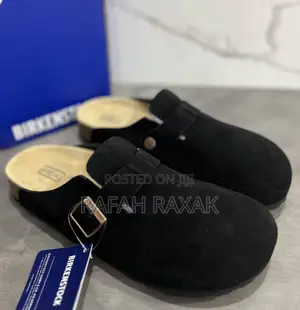 New Super Classic Black Suede Clog Birkenstock Boston Sandals