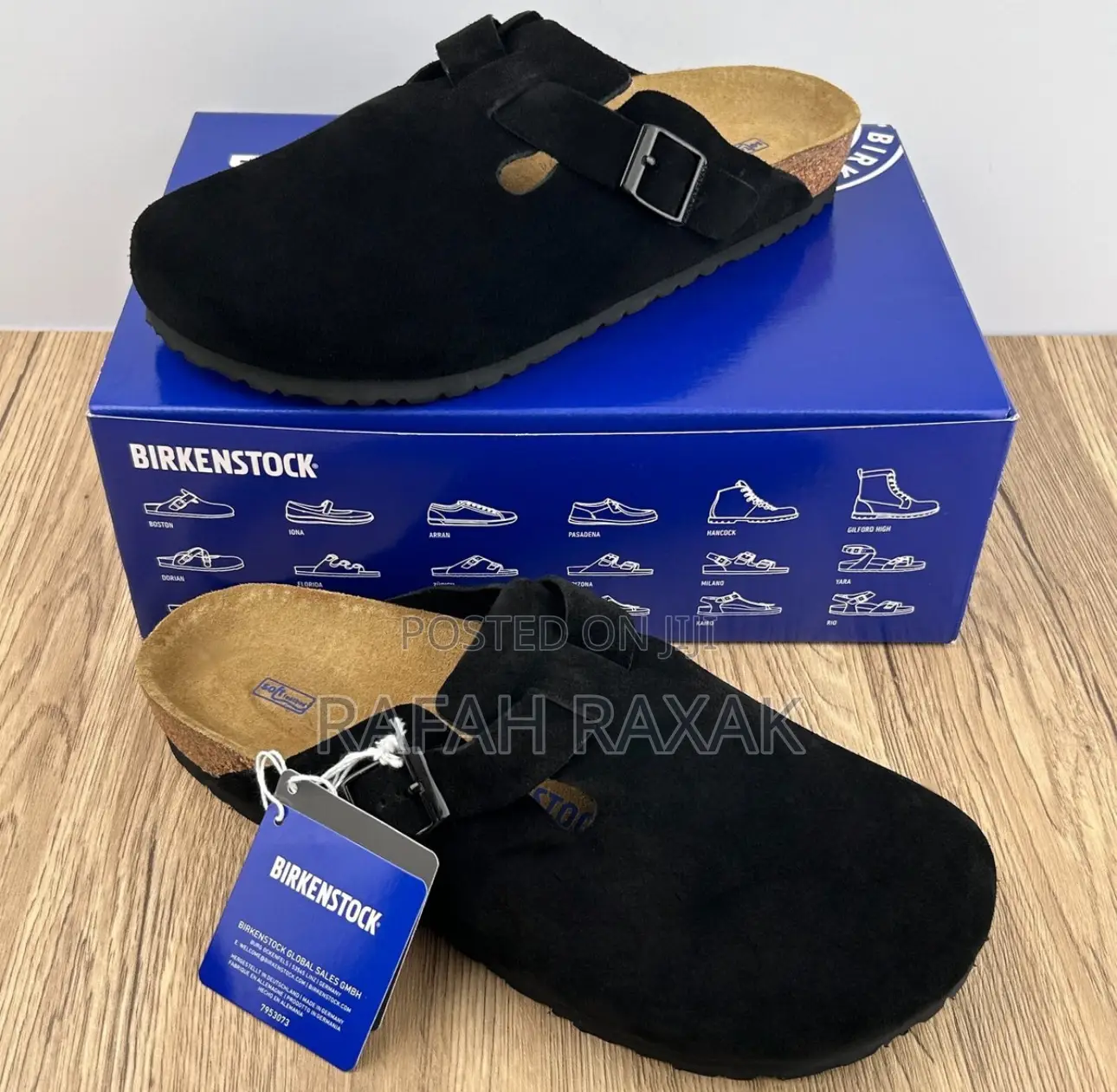 New Super Classic Black Suede Clog Birkenstock Boston Sandals