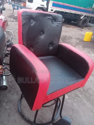 Saloon Barbers Chairs Black Red Pure Leather