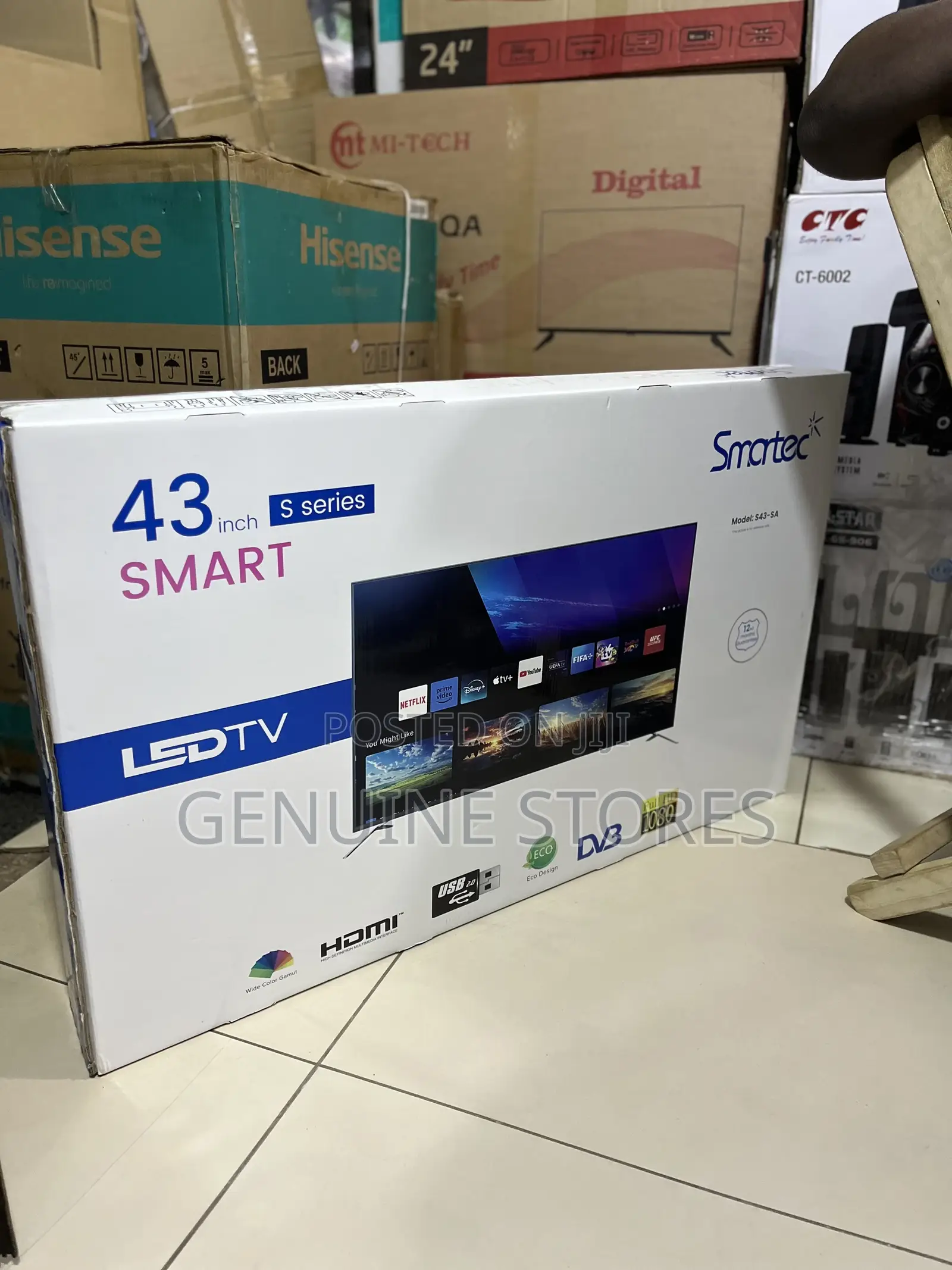 Smartec 43” Frameless Smart Tv With Inbuilt Free Channels.