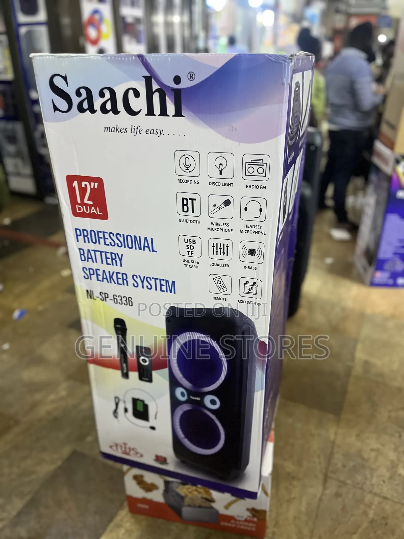 Saachi 12” Rechargeable Speaker With 2 Microphones of Big Size.