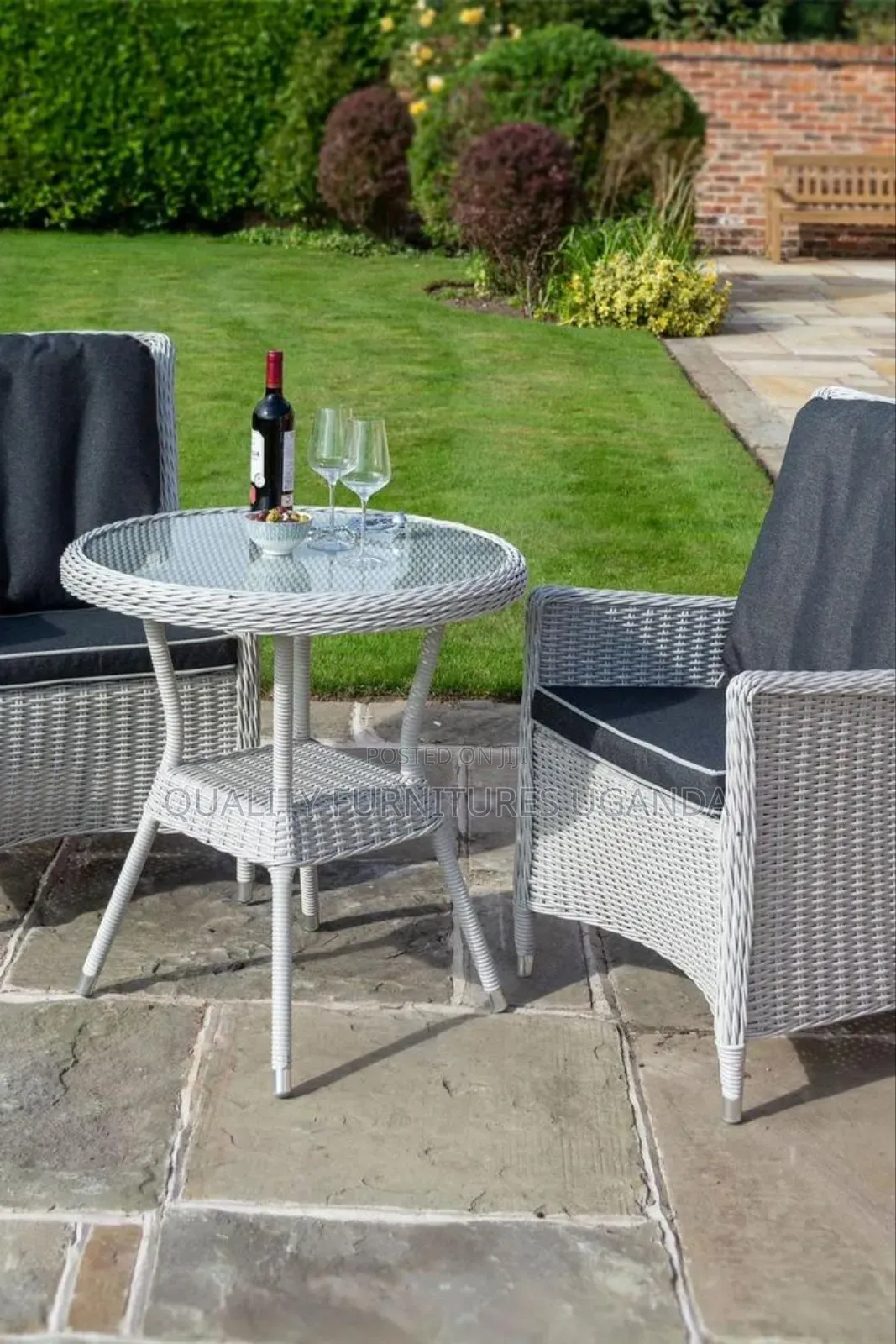 Off -White 2 Seater Rattan Dining Table