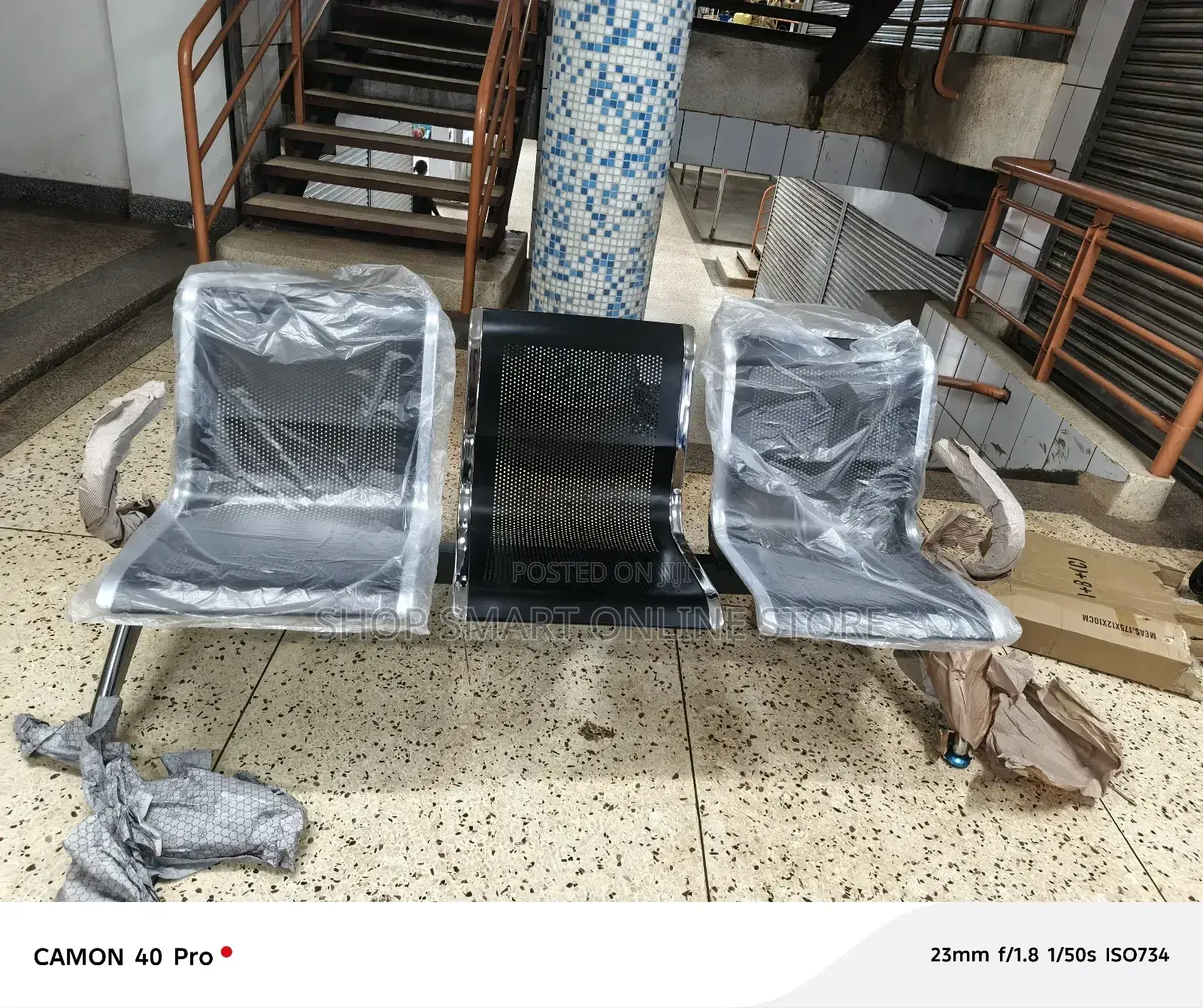 Waiting Chair 3 Seater Black