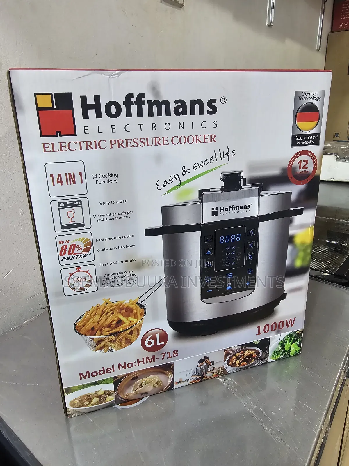 Hoffmans 6 Litres Electric Pressure Cooker With a Food Steamer