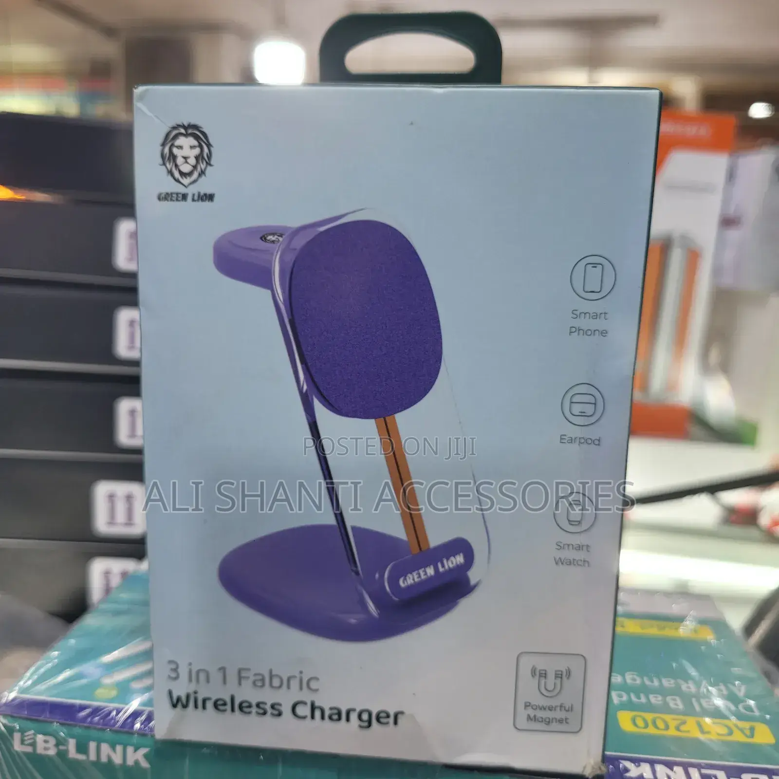 3 in 1 Fabric Wireless Charger, Green Lion Powerful Magnetic Wireless
