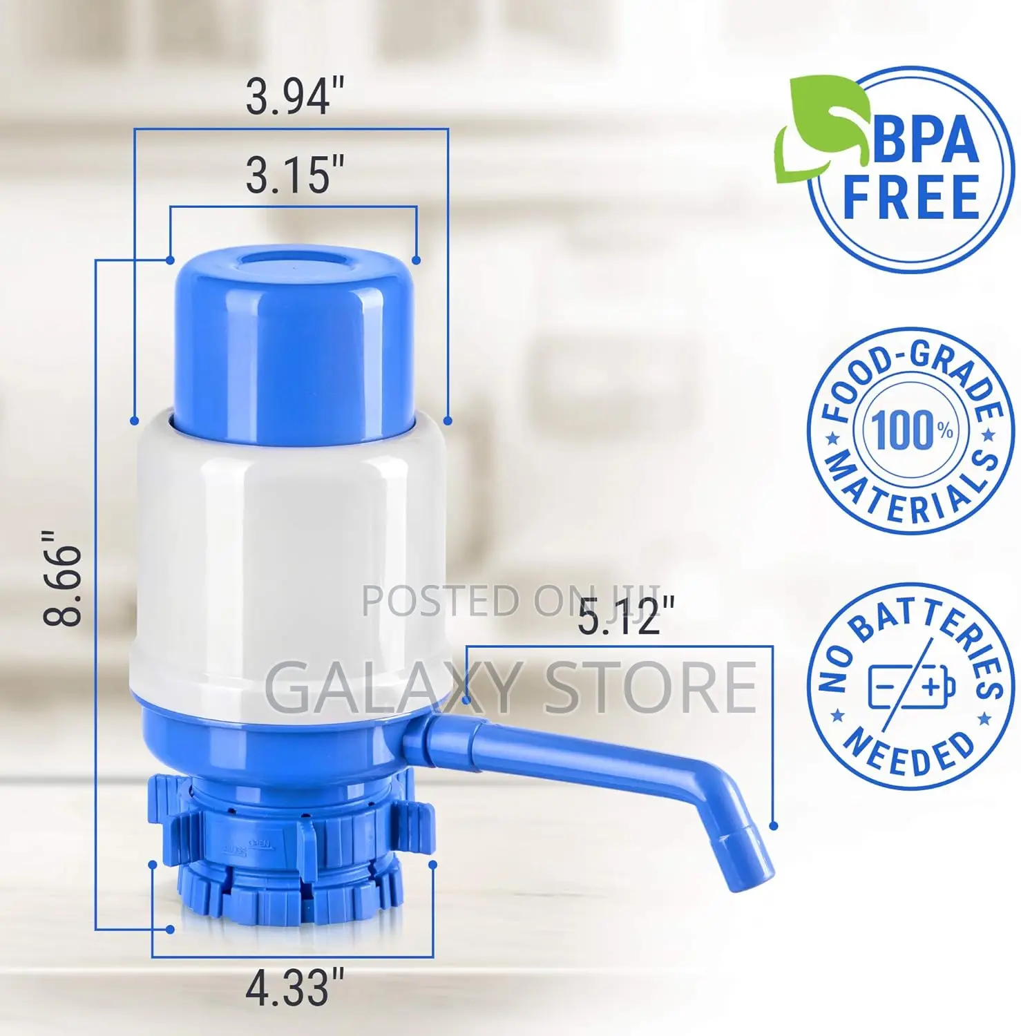 Manual Water Pump for 5 Gallon Bottle Universal Fit Water Dispenser