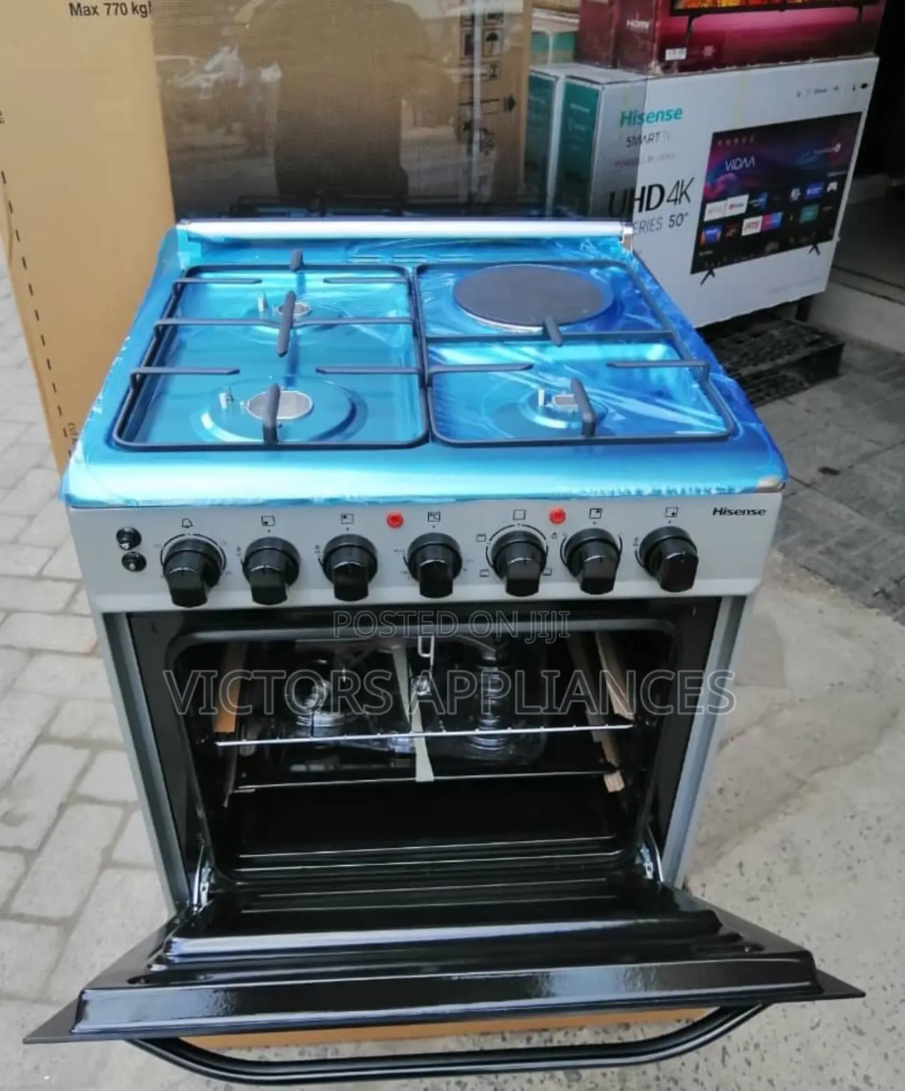 Hisense Gas Cooker With 3gas and 1 Electric 60x60cm in Size