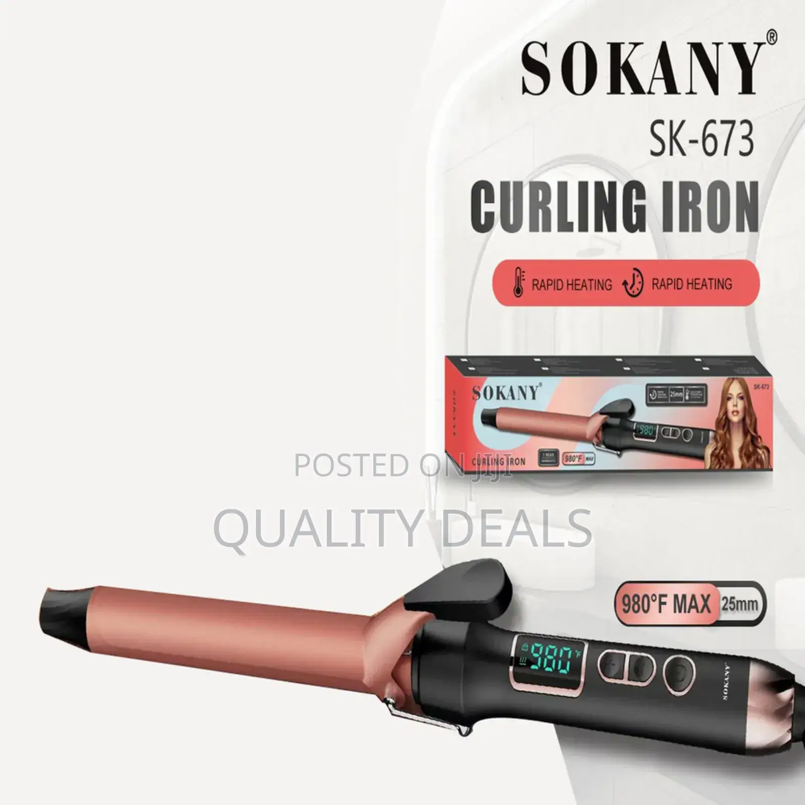 Sokany Sk-673 Curling Iron Multi Temperature Levels Digital Display