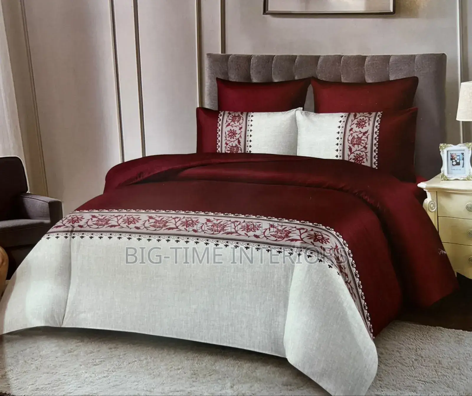 Retro Maroon 6x6 Duvet/ Bedcover Set