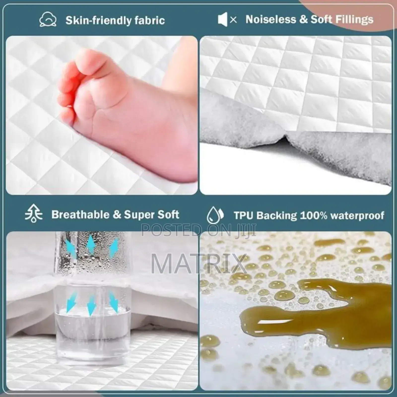 6x6 Quilted Waterproof Mattress Protector