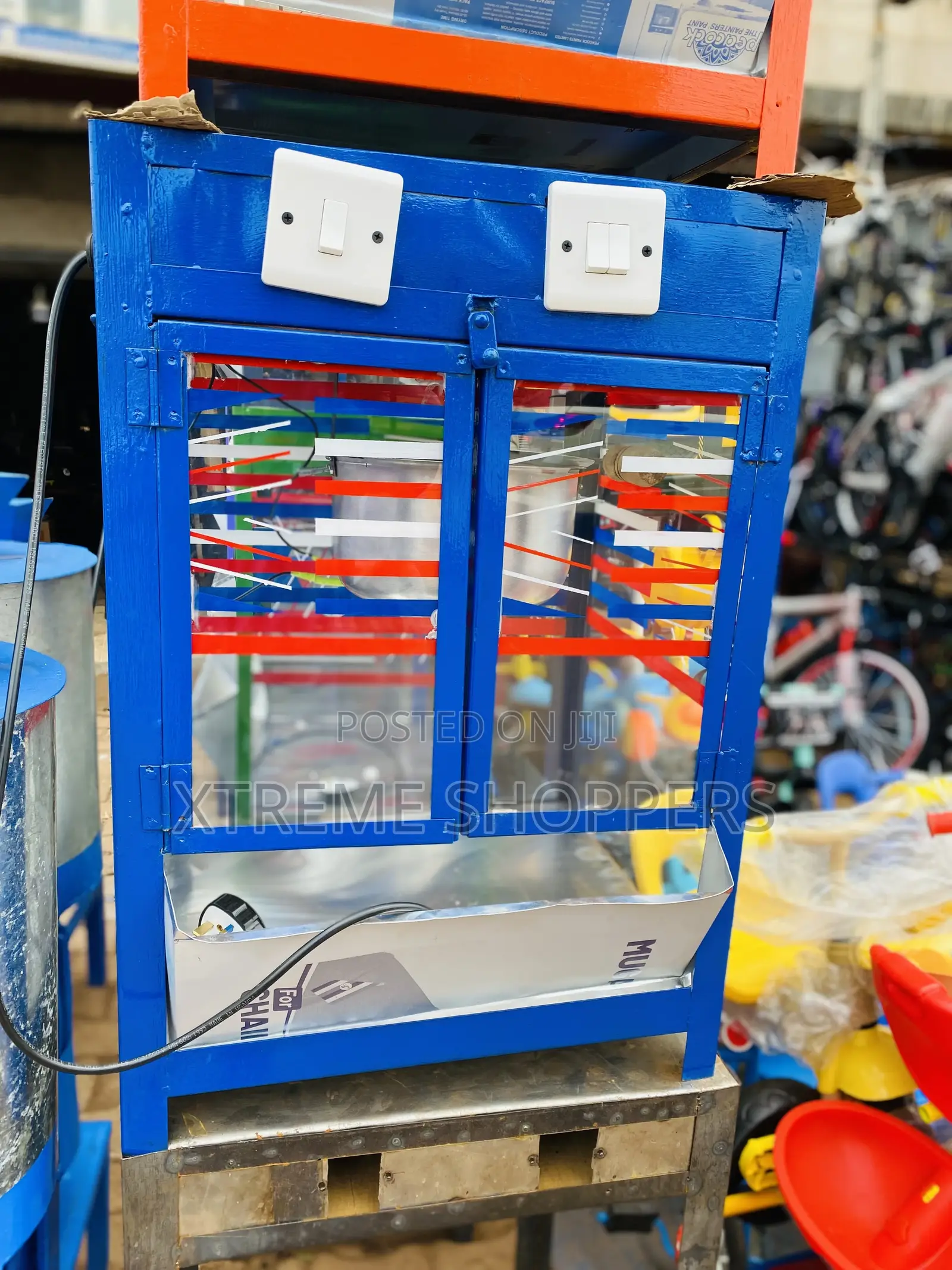 Plain Dark Blue : Electric Popcorn Machine / Income