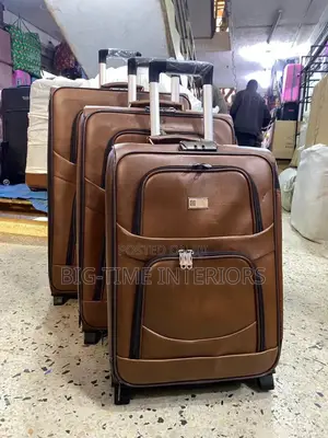 Classy Brown Leather Travel Bags/Suitcases-3pcs