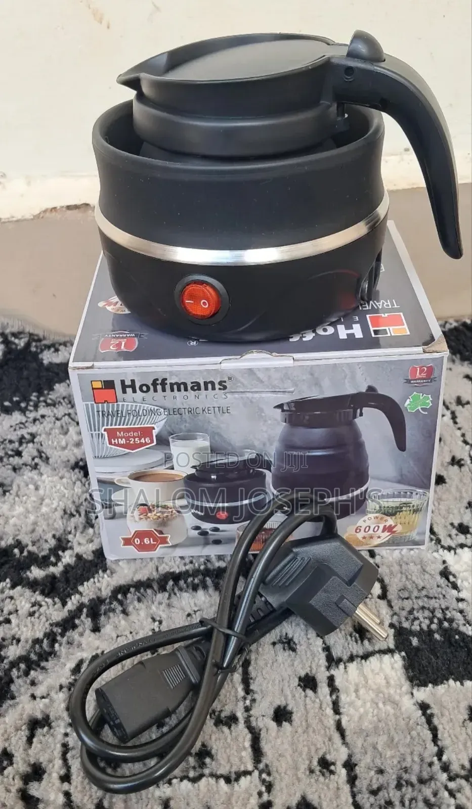 0.6l Hoffman Travel Foldable Kettle- Black