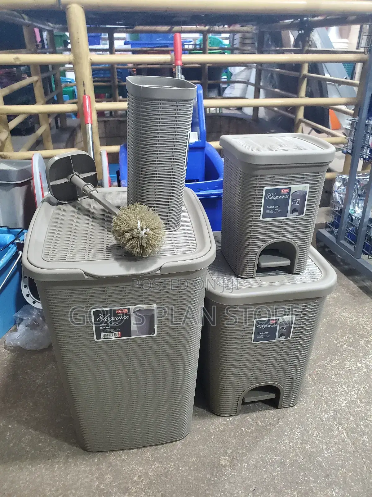 2 Imported Plastic Dust Bins and Basket