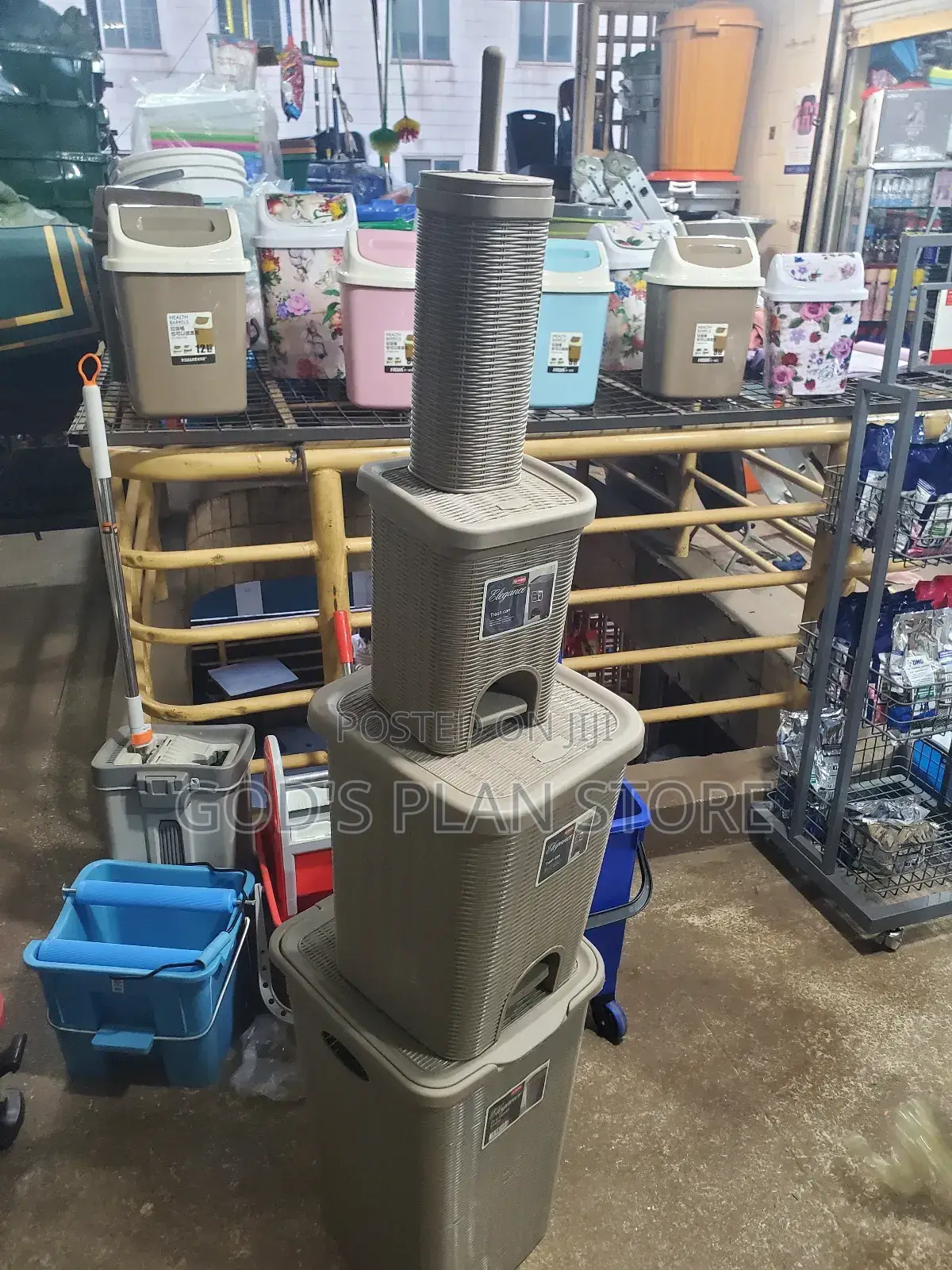 2 Imported Plastic Dust Bins and Basket