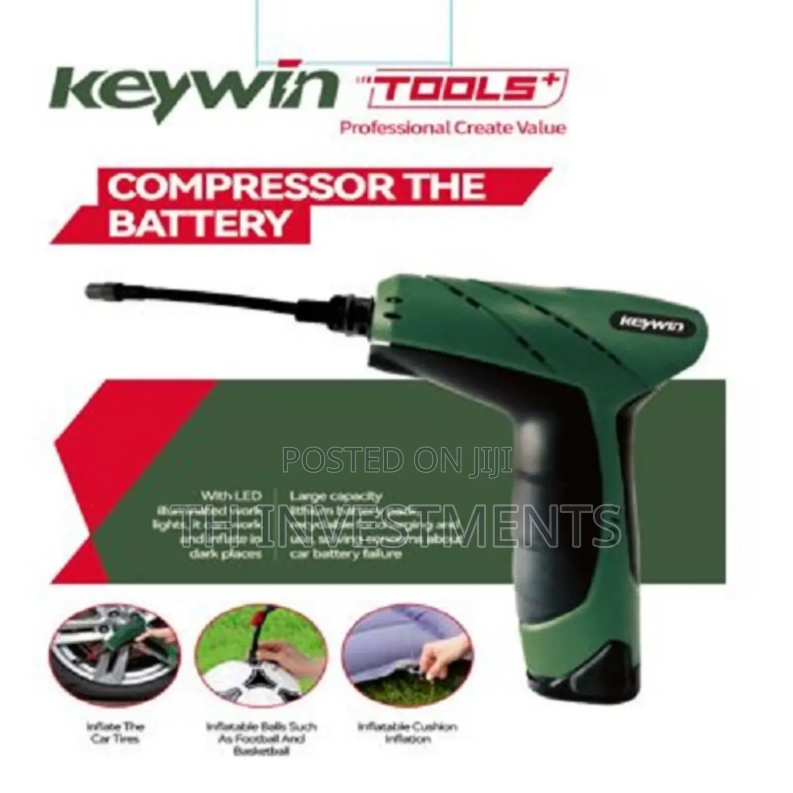 12v/1500mah Cordless Tire, Inflator, Keywin