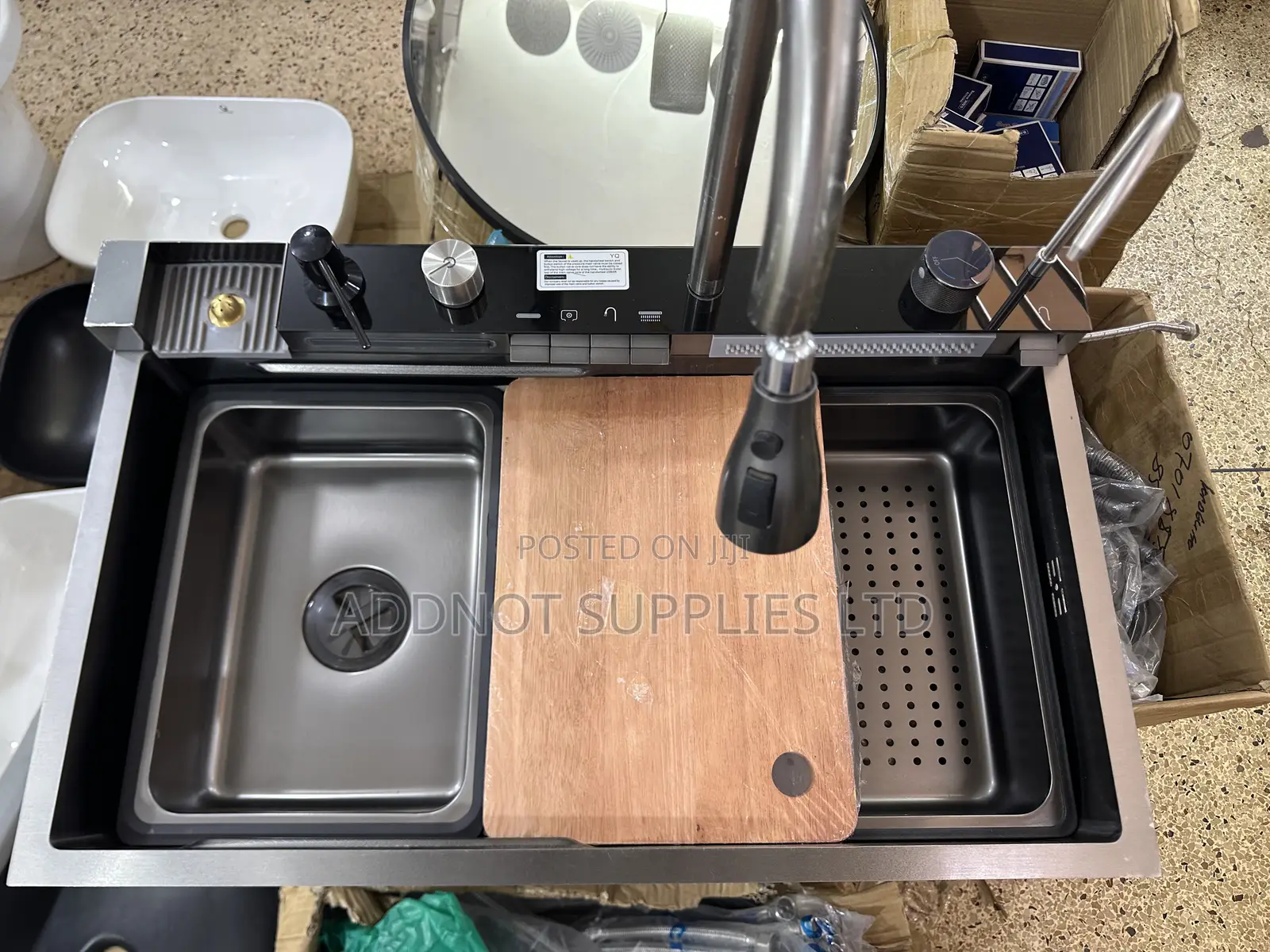 Black Piano Key Digital Display Led Kitchen Sink Set - 750 X 460mm