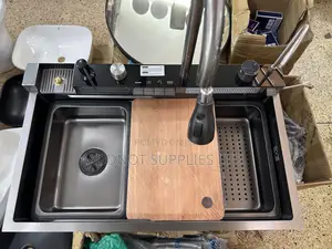 Black Piano Key Digital Display Led Kitchen Sink Set - 750 X 460mm