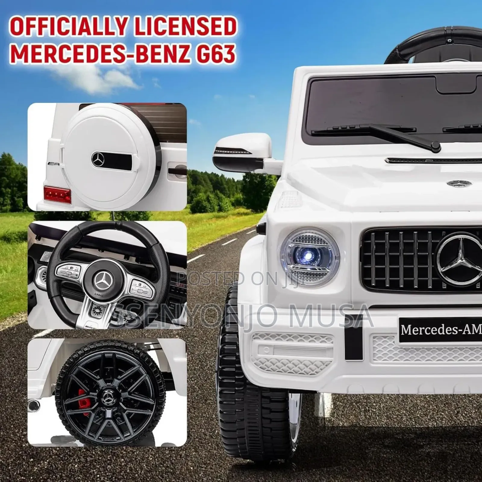Mercedes-Benz G63 Kids Toy Car – White Ride-On, Rechargeable/ Remote.