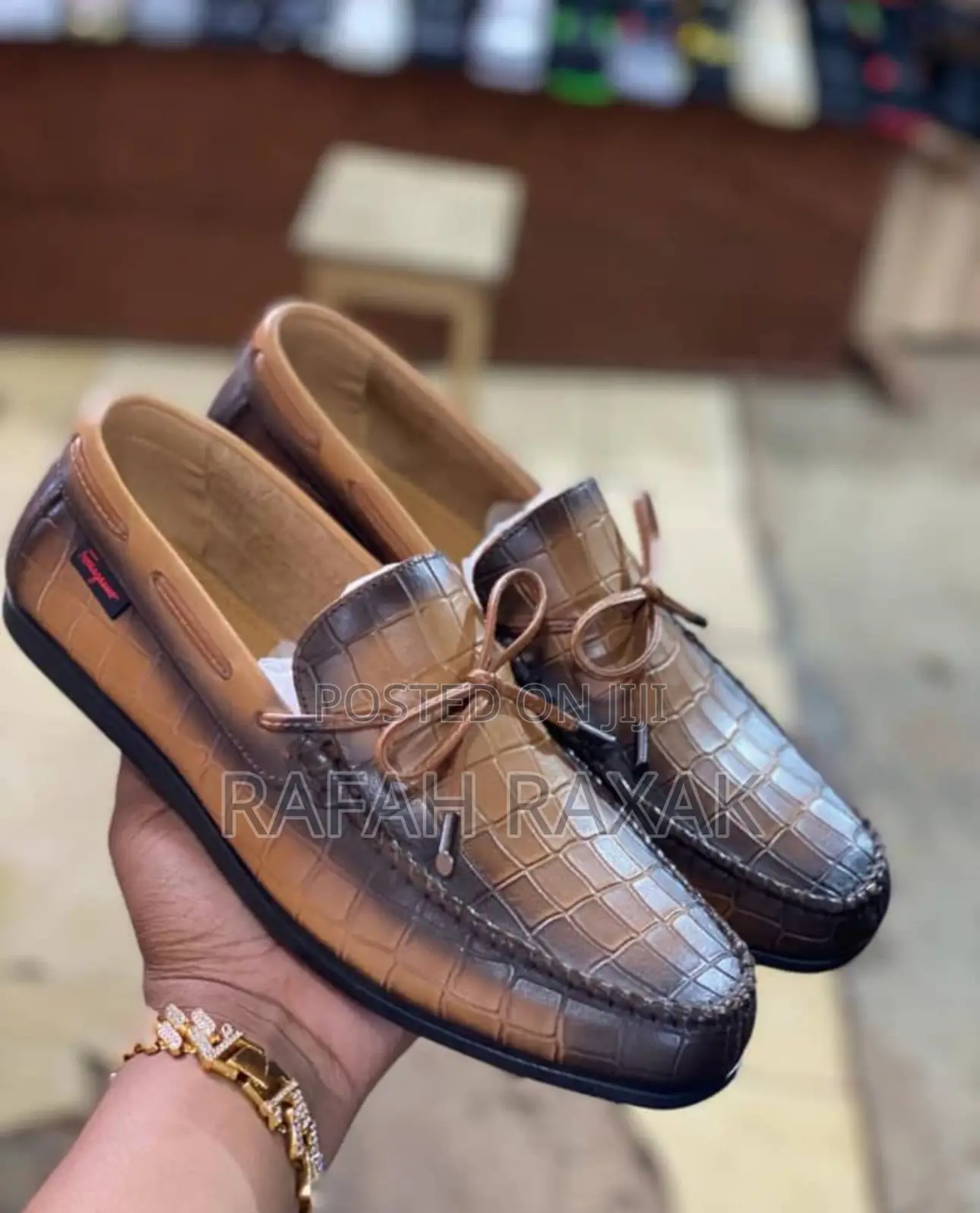 Original Brown Salvatore Ferragamo Crocodile Skin Moccasin Loafers