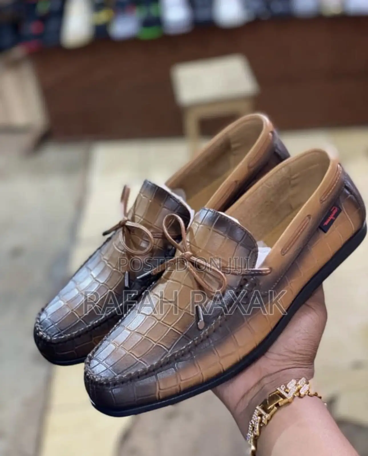 Original Brown Salvatore Ferragamo Crocodile Skin Moccasin Loafers