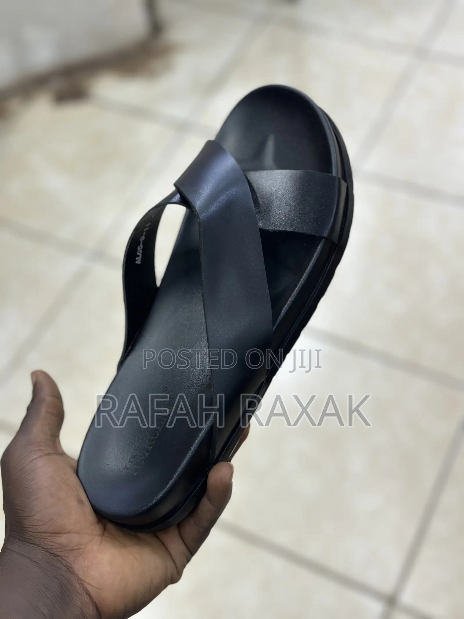 Men’S Super Classic Black Cross Hermes Sandals