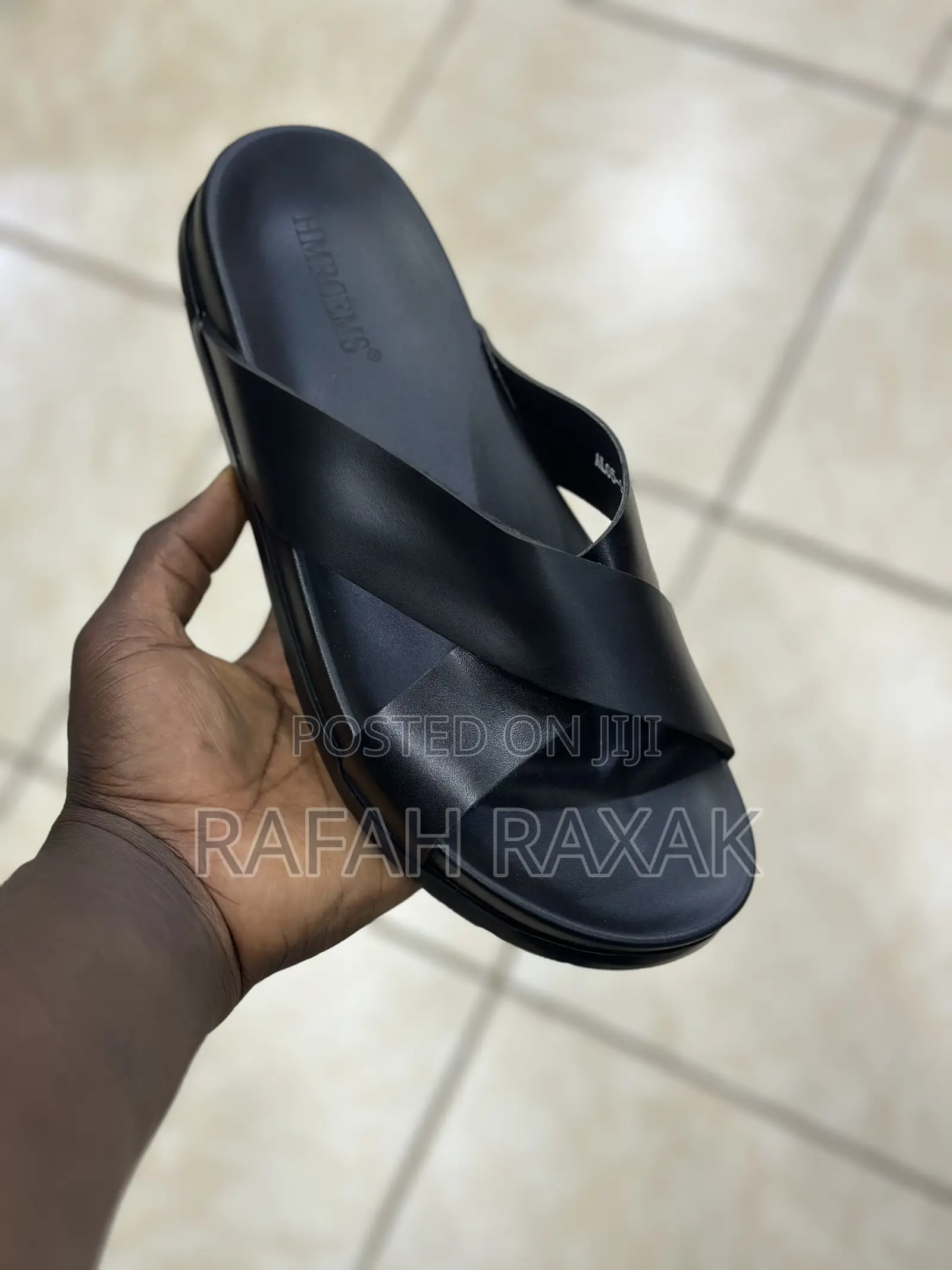 Men’S Super Classic Black Cross Hermes Sandals