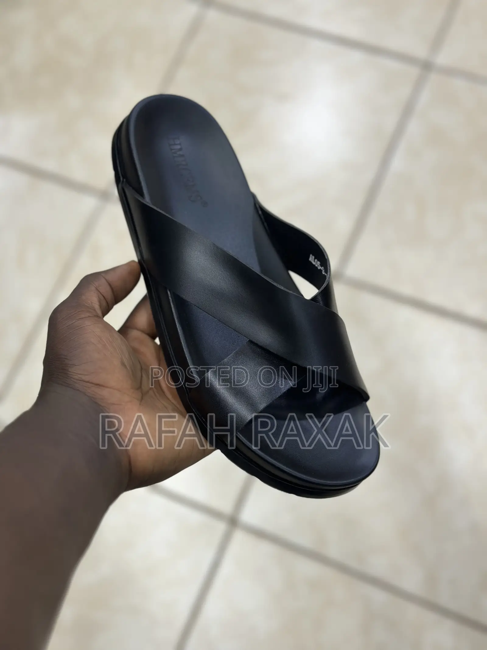Men’S Super Classic Black Cross Hermes Sandals