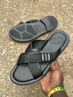 Original Men’S Black Salvatore Ferragamo Cross Sandals
