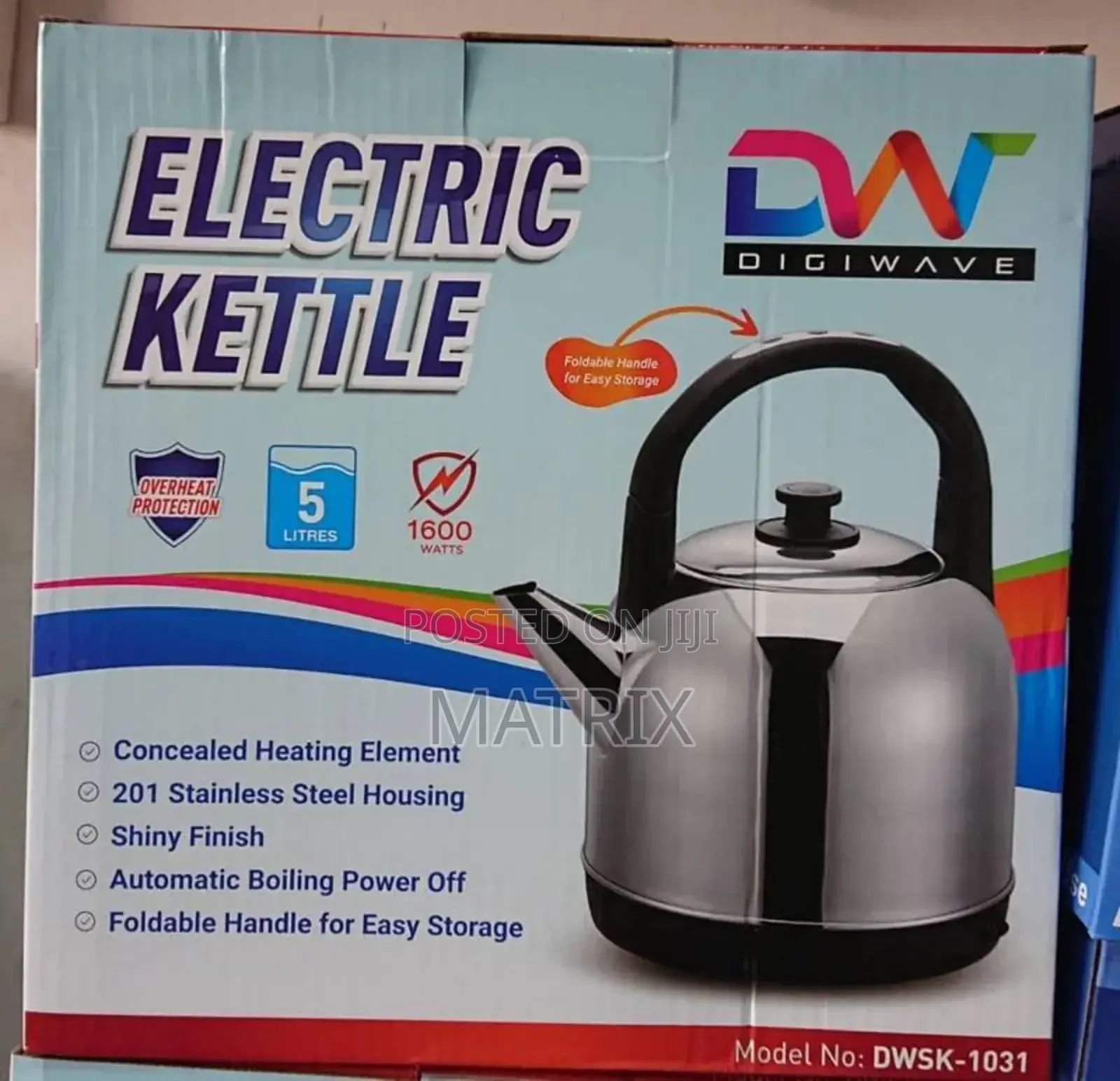 Digiwave 5l Electric Kettle With Foldable Handle