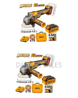Ingco Lithium-Ion Angle Grinder 20v Battery and - Orange