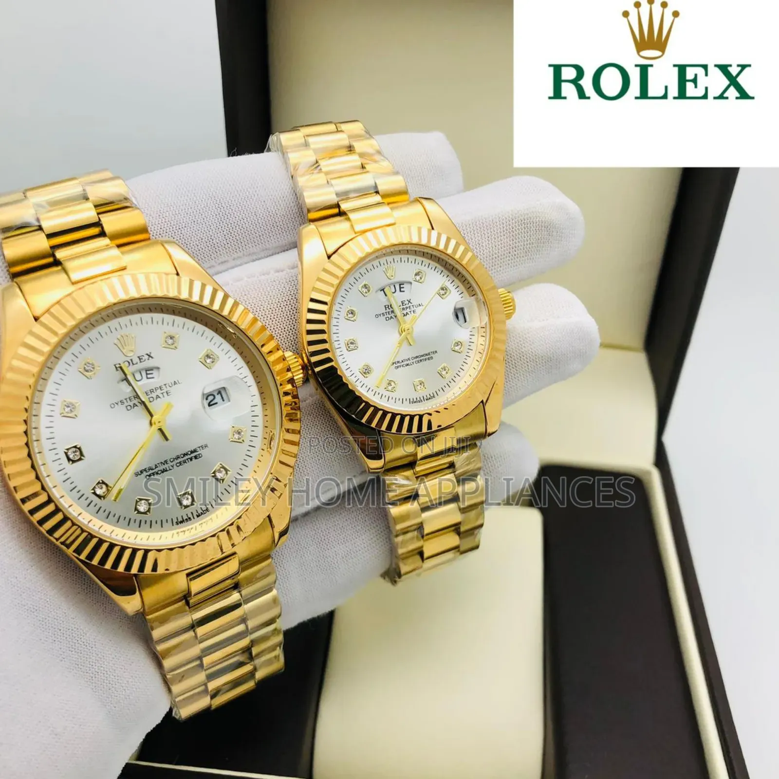 White Face Golden Couples's Original Rolex Wrist Time Piece at Discount