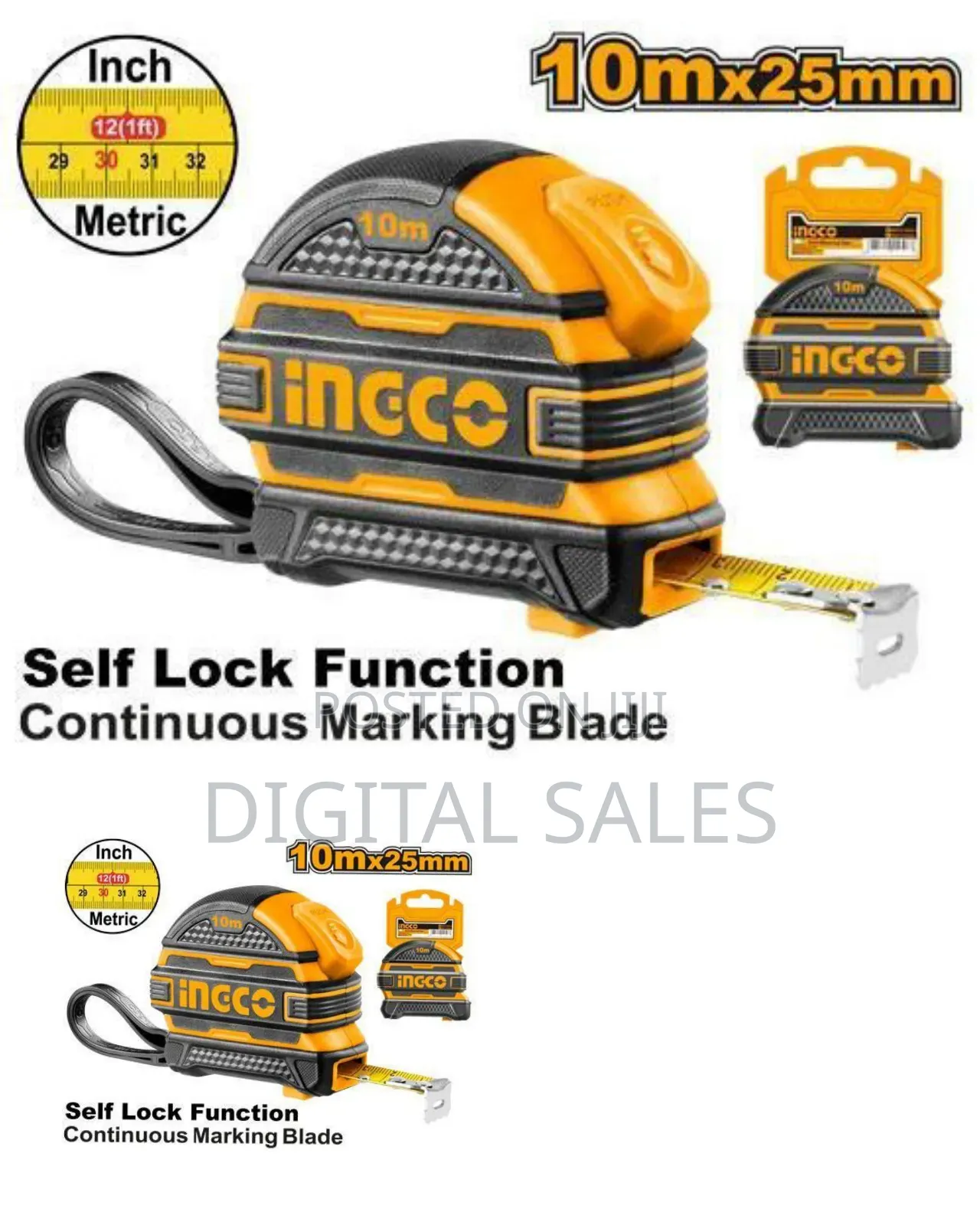 Ingco Steel Measuring Tape - Orange