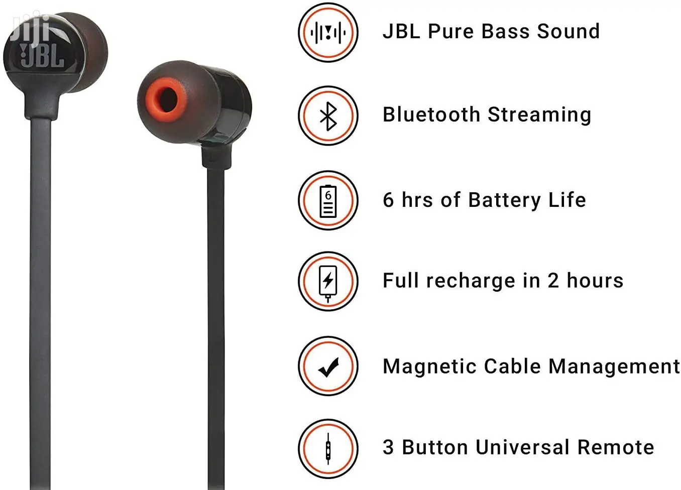 Original JBL Pure Bass Wireless In-ear Headphones With Mic
