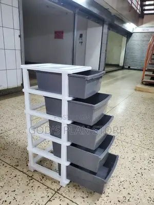 Gray Plastic Storage Cabinet Trolley Storage Organizer